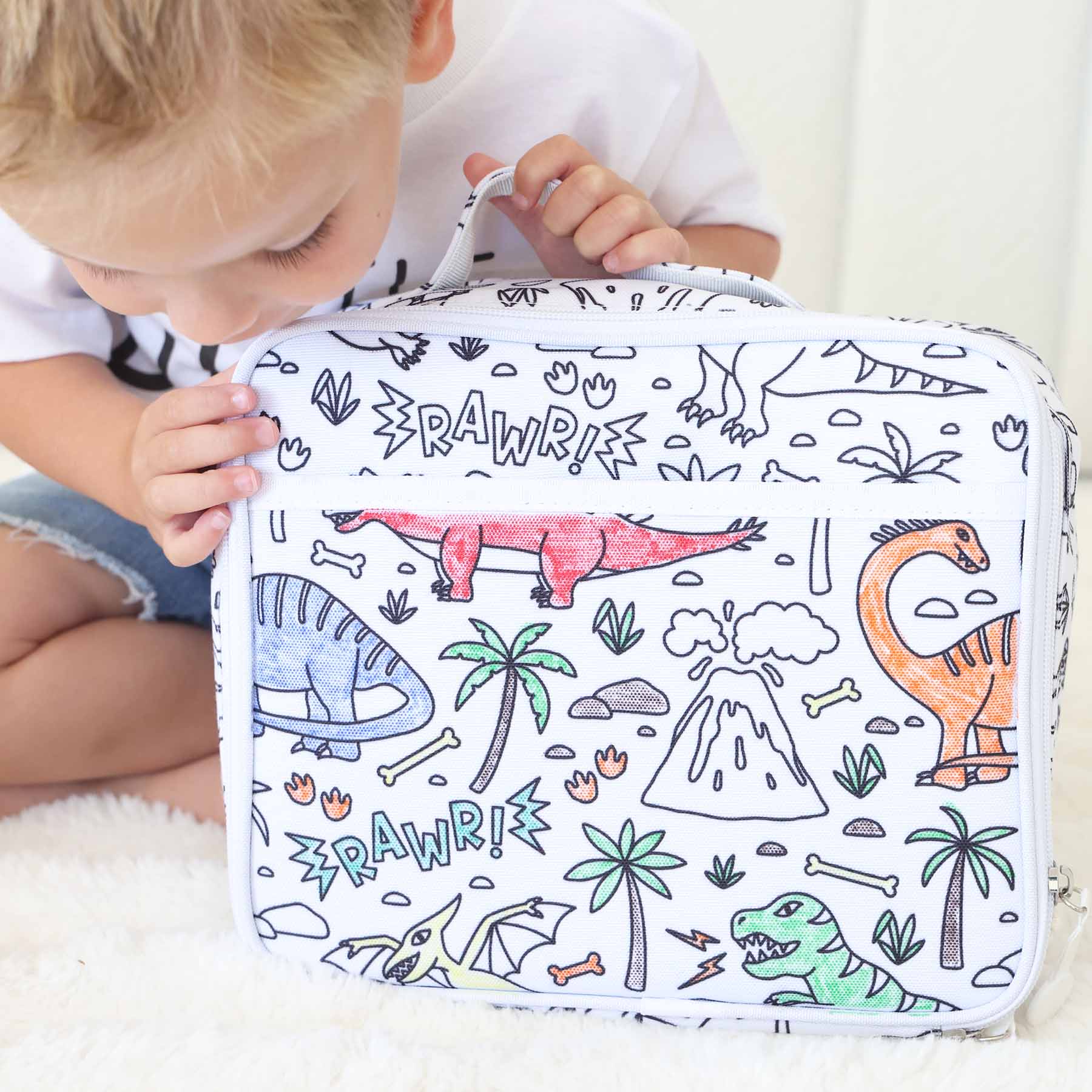 Kids Colorable Lunchbox | Jurassic Playground