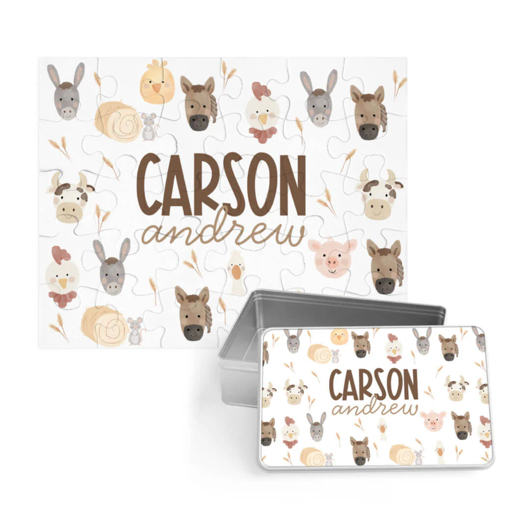 Kids Personalized 30 Piece Puzzle | Barnyard Buddies