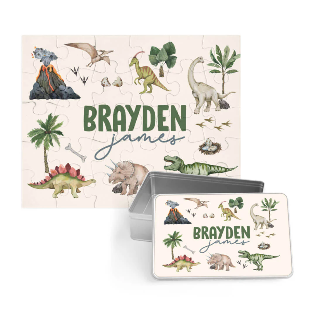 Kids Personalized 30 Piece Puzzle | Dino Tracks