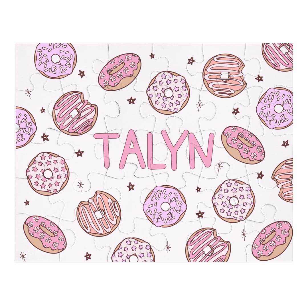 Kids Personalized 30 Piece Puzzle | Donut Shop Pink
