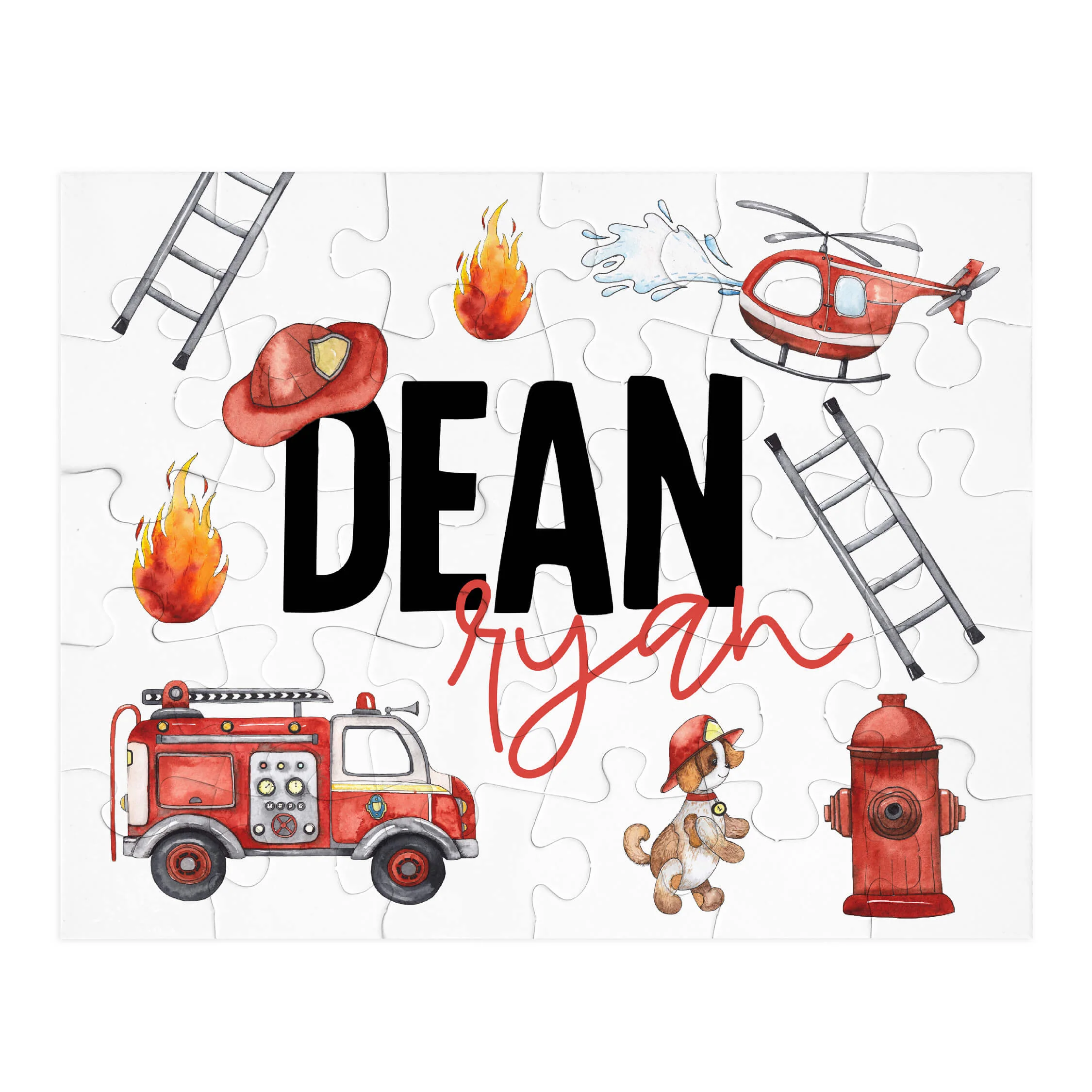 Kids Personalized 30 Piece Puzzle | Firetrucks