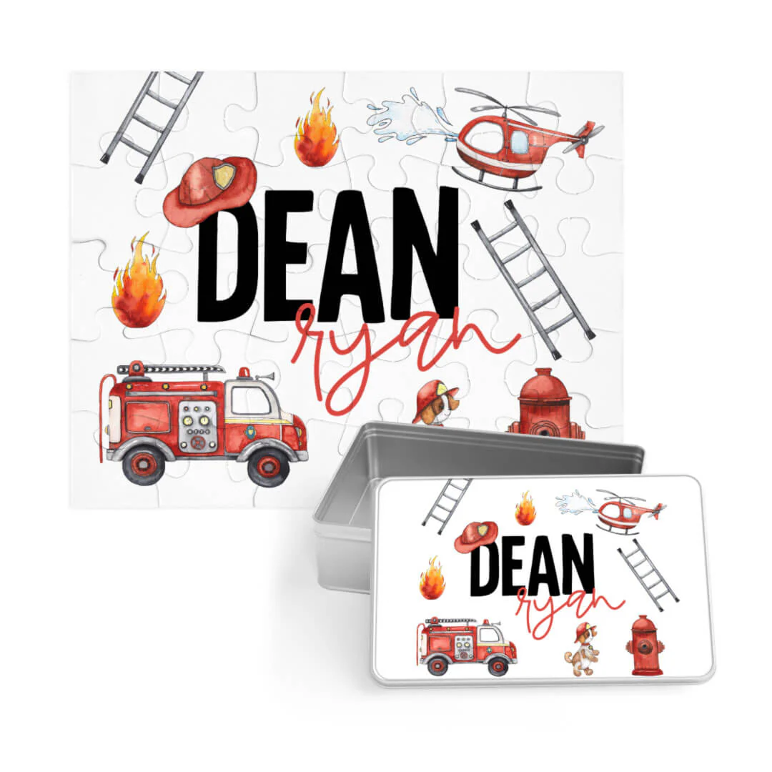 Kids Personalized 30 Piece Puzzle | Firetrucks