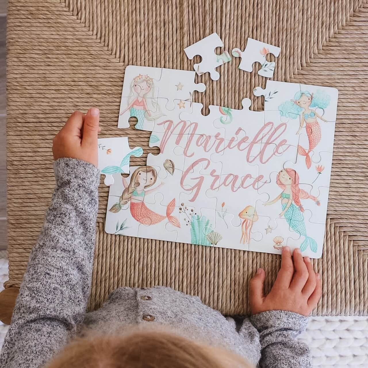 Kids Personalized 30 Piece Puzzle | Mermaid Friends