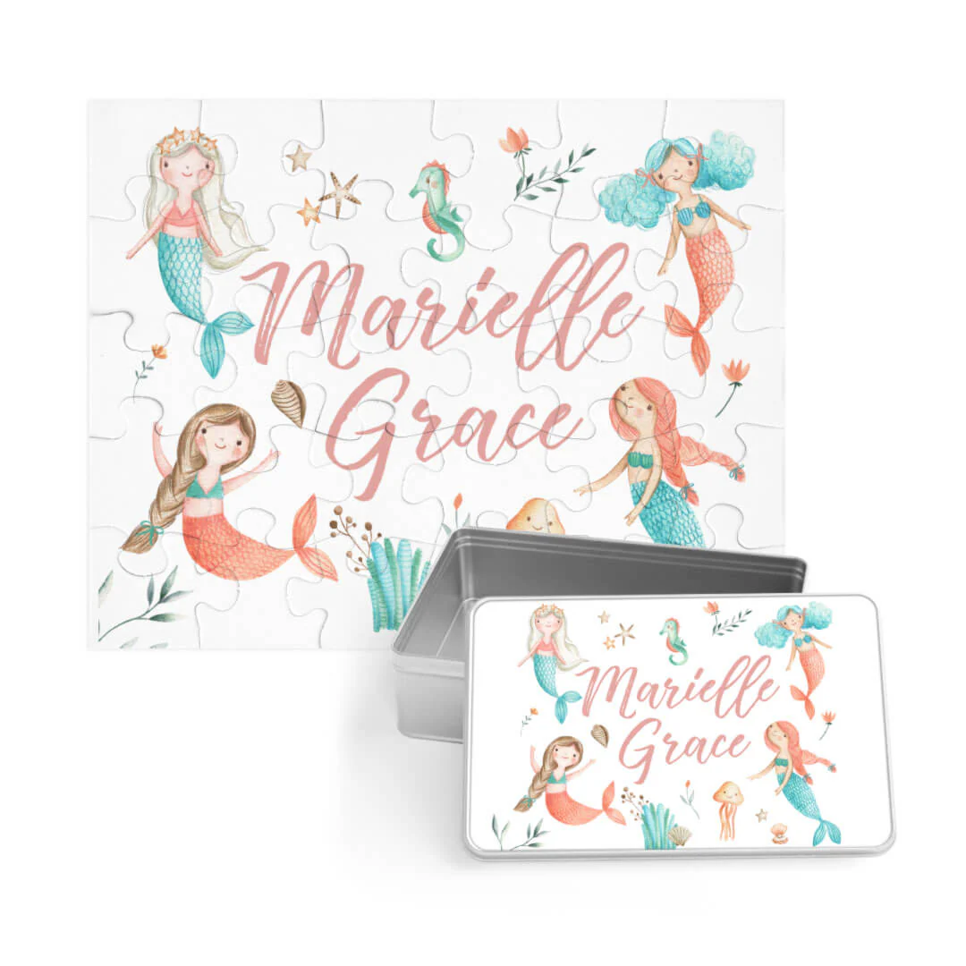 Kids Personalized 30 Piece Puzzle | Mermaid Friends