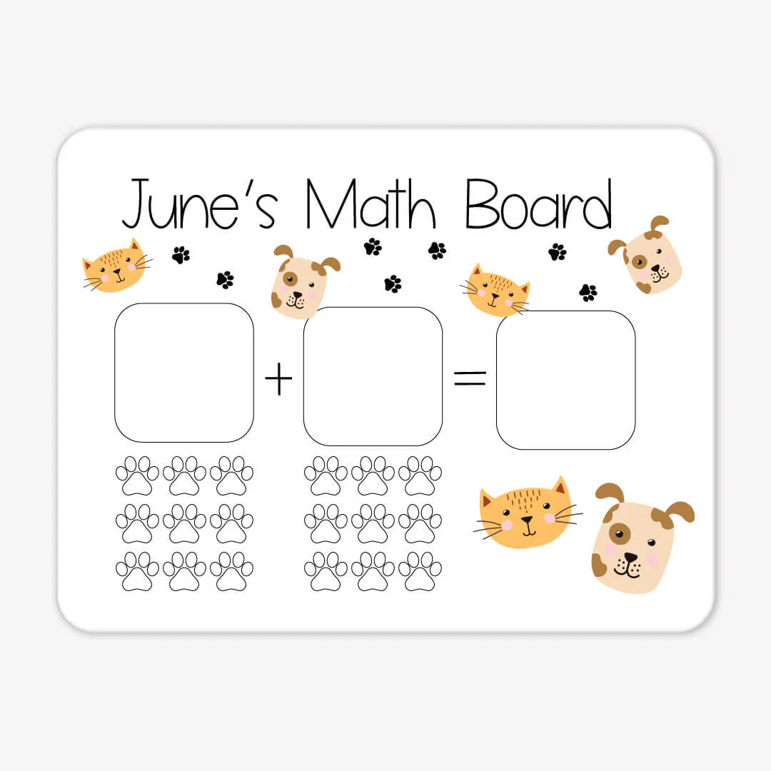 Kids Personalized Whiteboard | Counting Pets