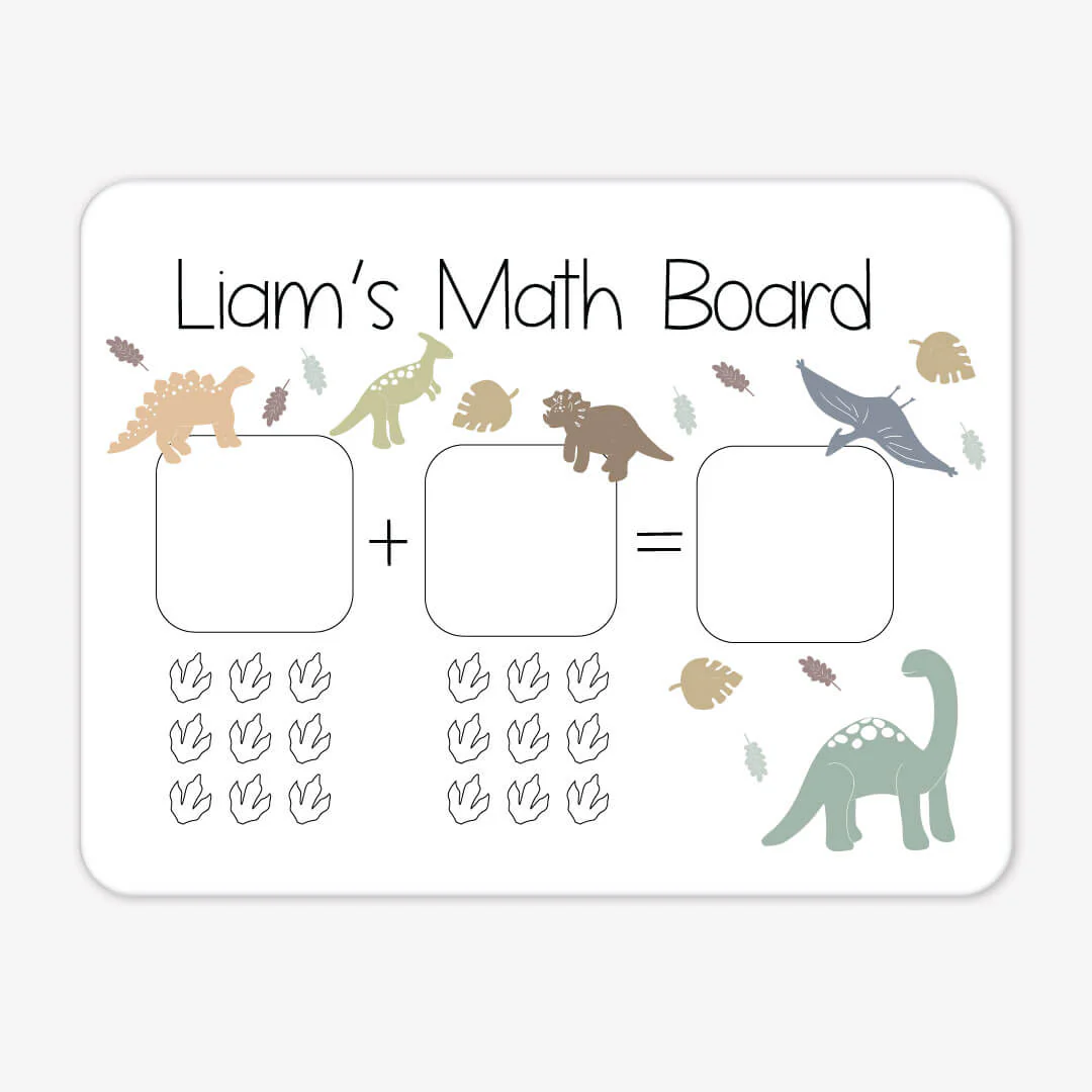Kids Personalized Whiteboard | Dino Math
