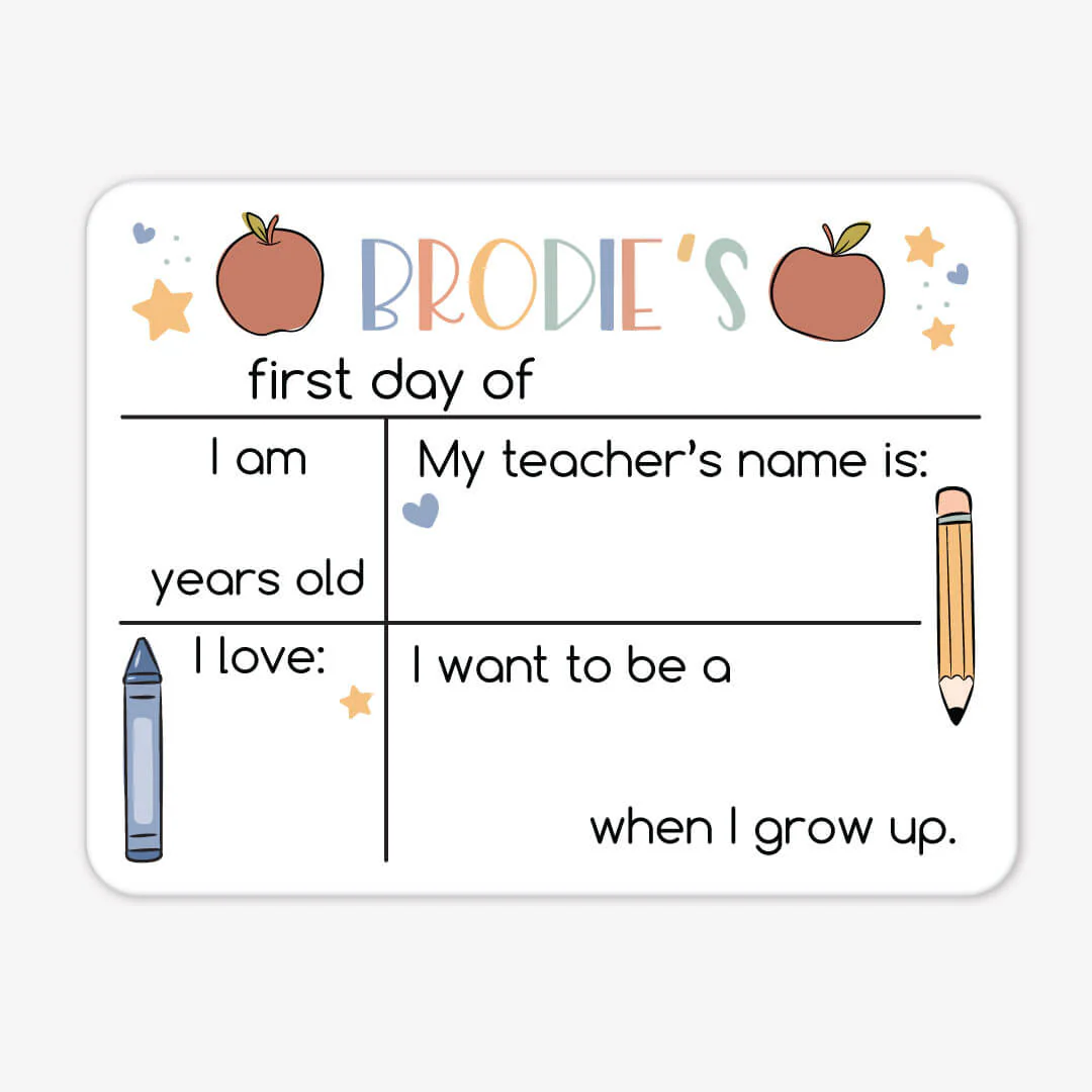 Kids Personalized Whiteboard | First Day Of - Apples