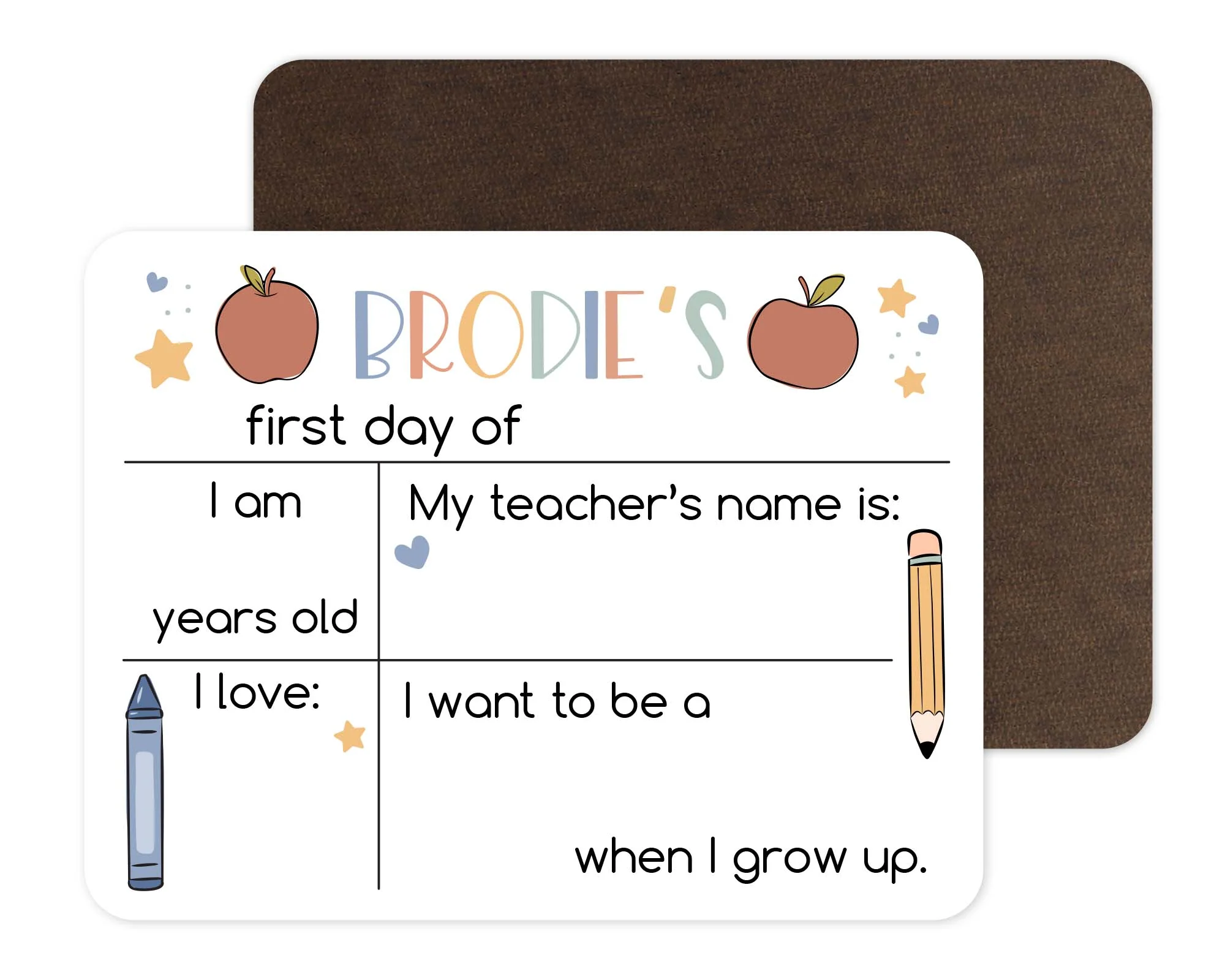 Kids Personalized Whiteboard | First Day Of - Apples