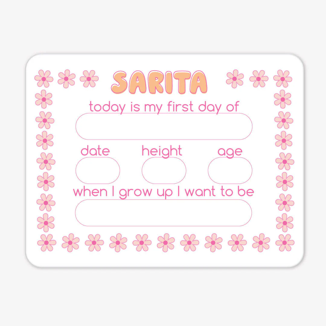 Kids Personalized Whiteboard | First Day Of - Retro Daisy