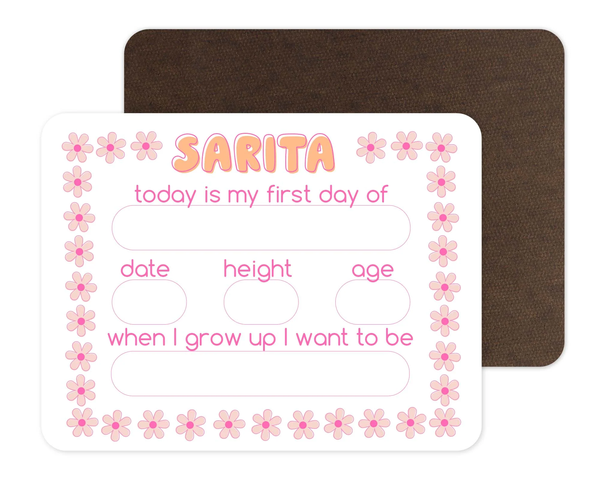Kids Personalized Whiteboard | First Day Of - Retro Daisy