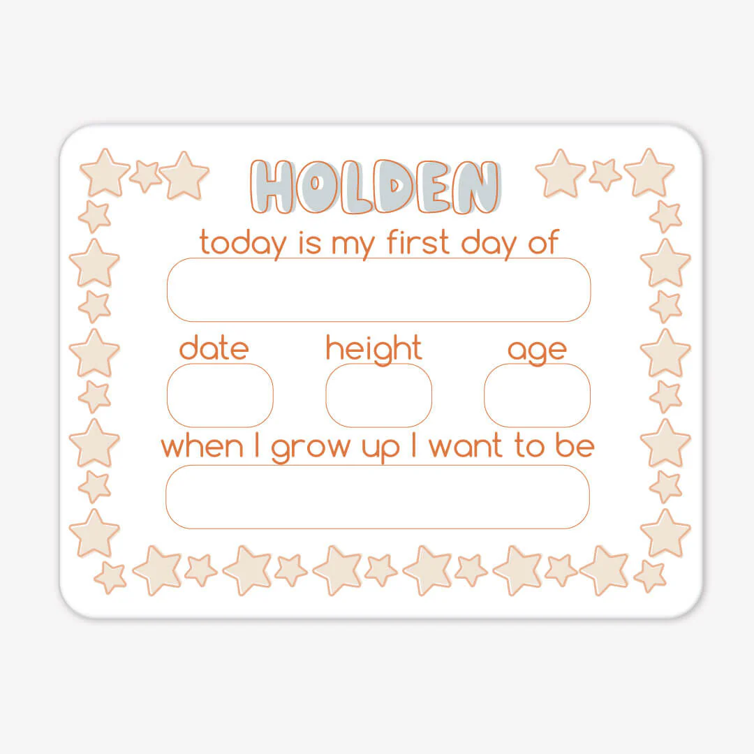 Kids Personalized Whiteboard | First Day Of - Stars