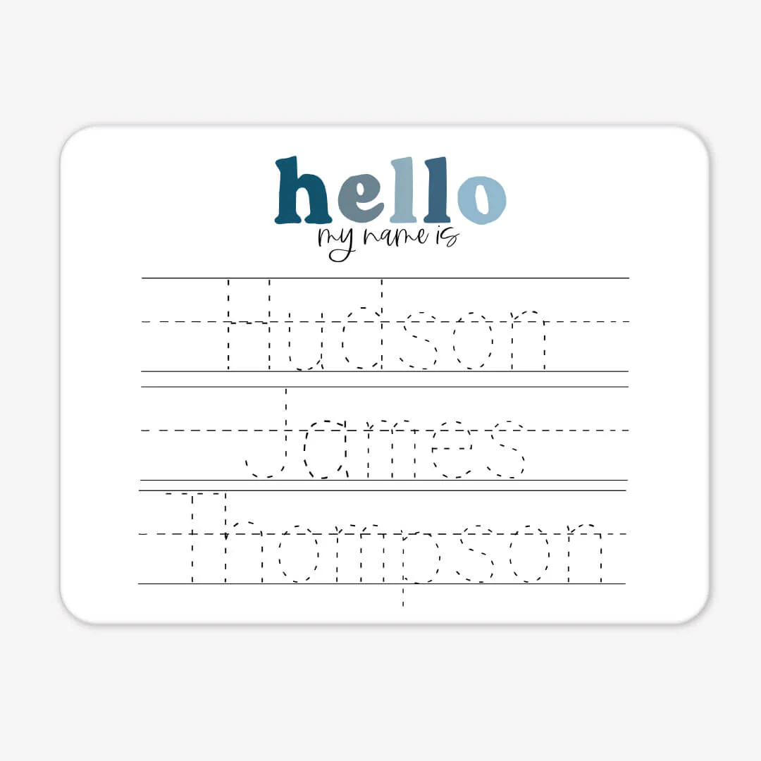 Kids Personalized Whiteboard | Hello My Name Is - Blues