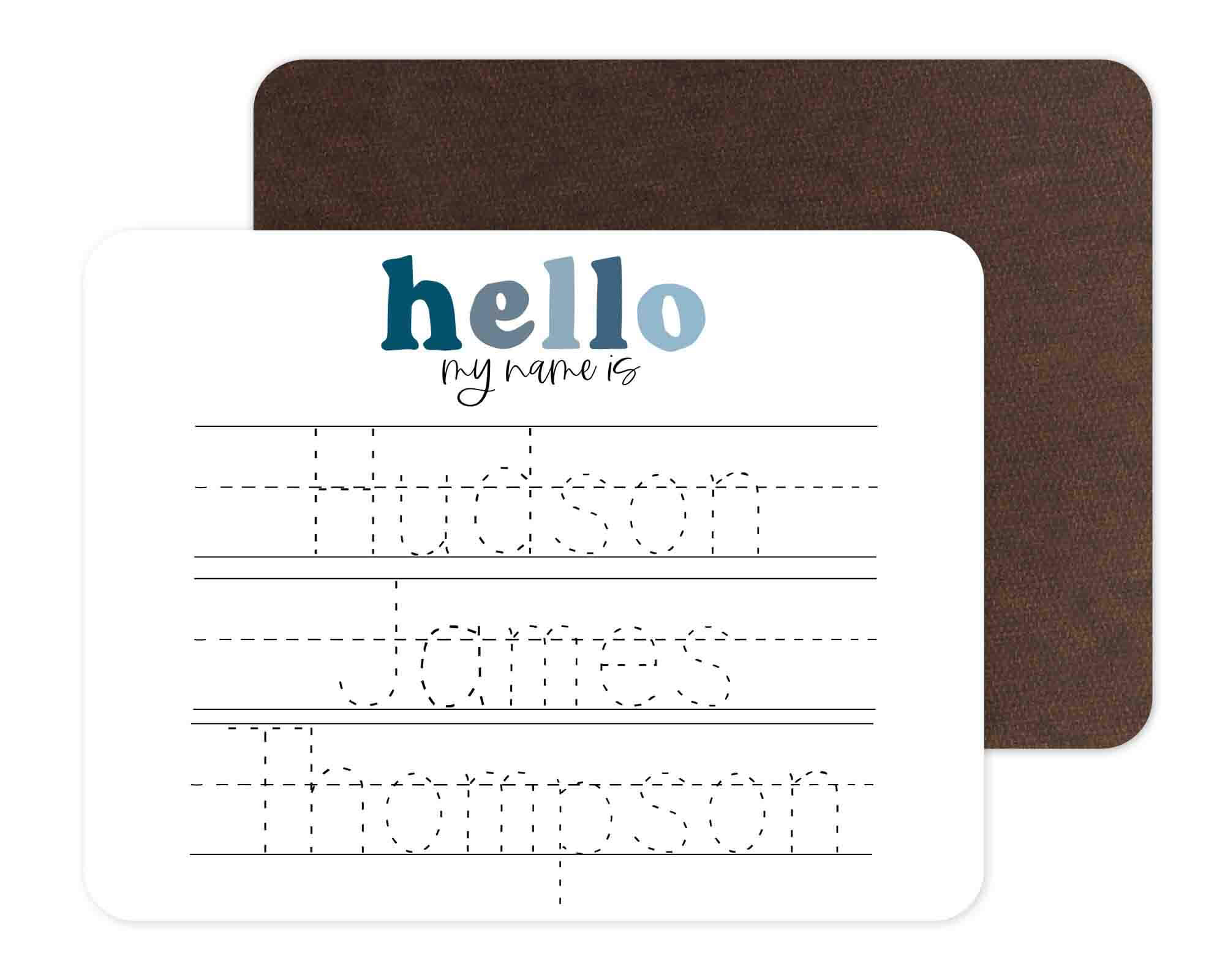 Kids Personalized Whiteboard | Hello My Name Is - Blues