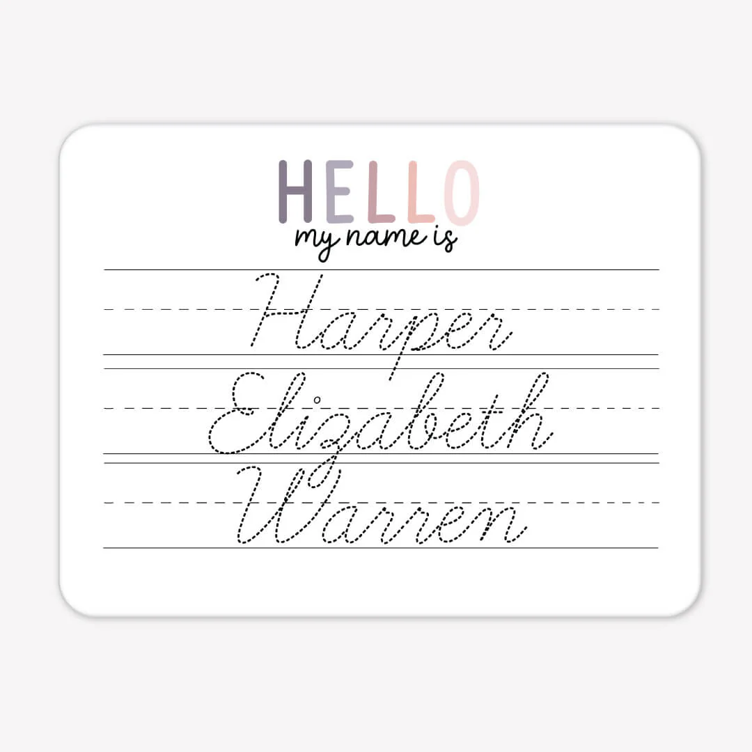 Kids Personalized Whiteboard | Hello My Name Is - Dusty Hues