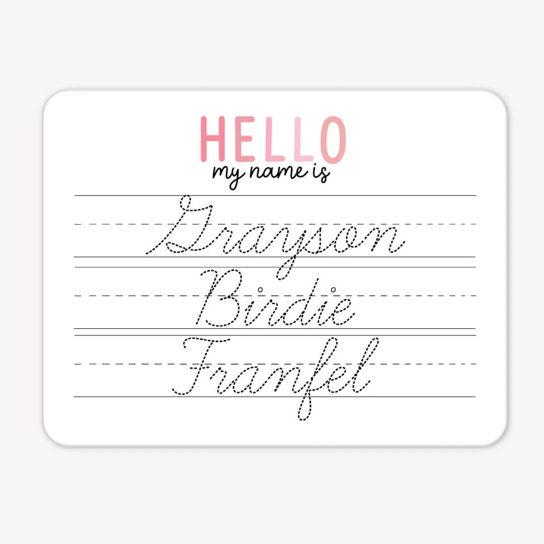 Kids Personalized Whiteboard | Hello My Name Is - Pretty In Pink