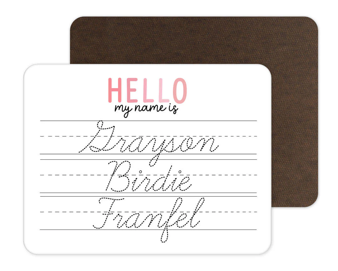 Kids Personalized Whiteboard | Hello My Name Is - Pretty In Pink