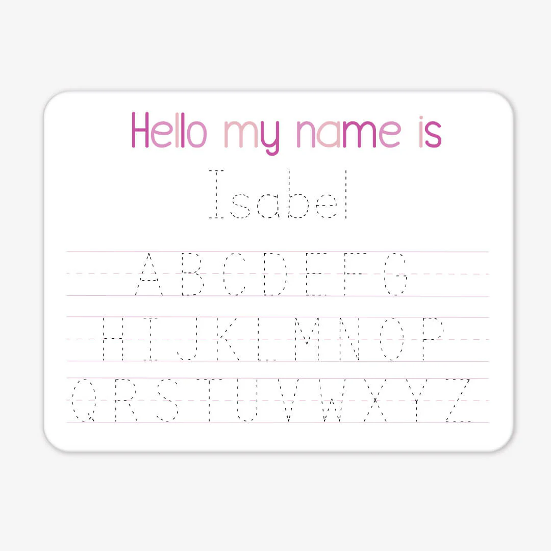 Kids Personalized Whiteboard | Pink Alphabet