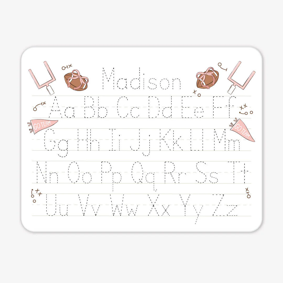 Kids Personalized Whiteboard | Tiny Touchdowns Pink
