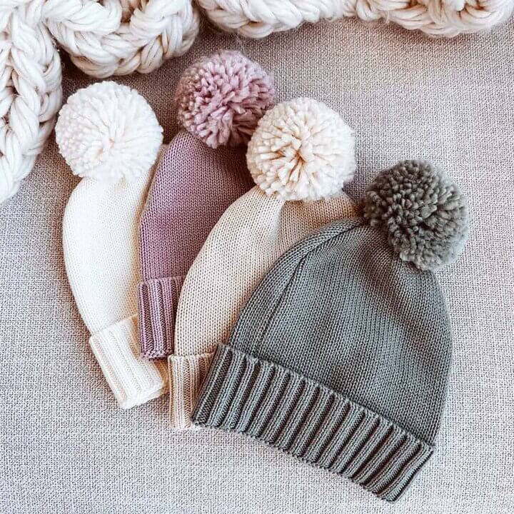 Knit Baby Pom Pom Beanie