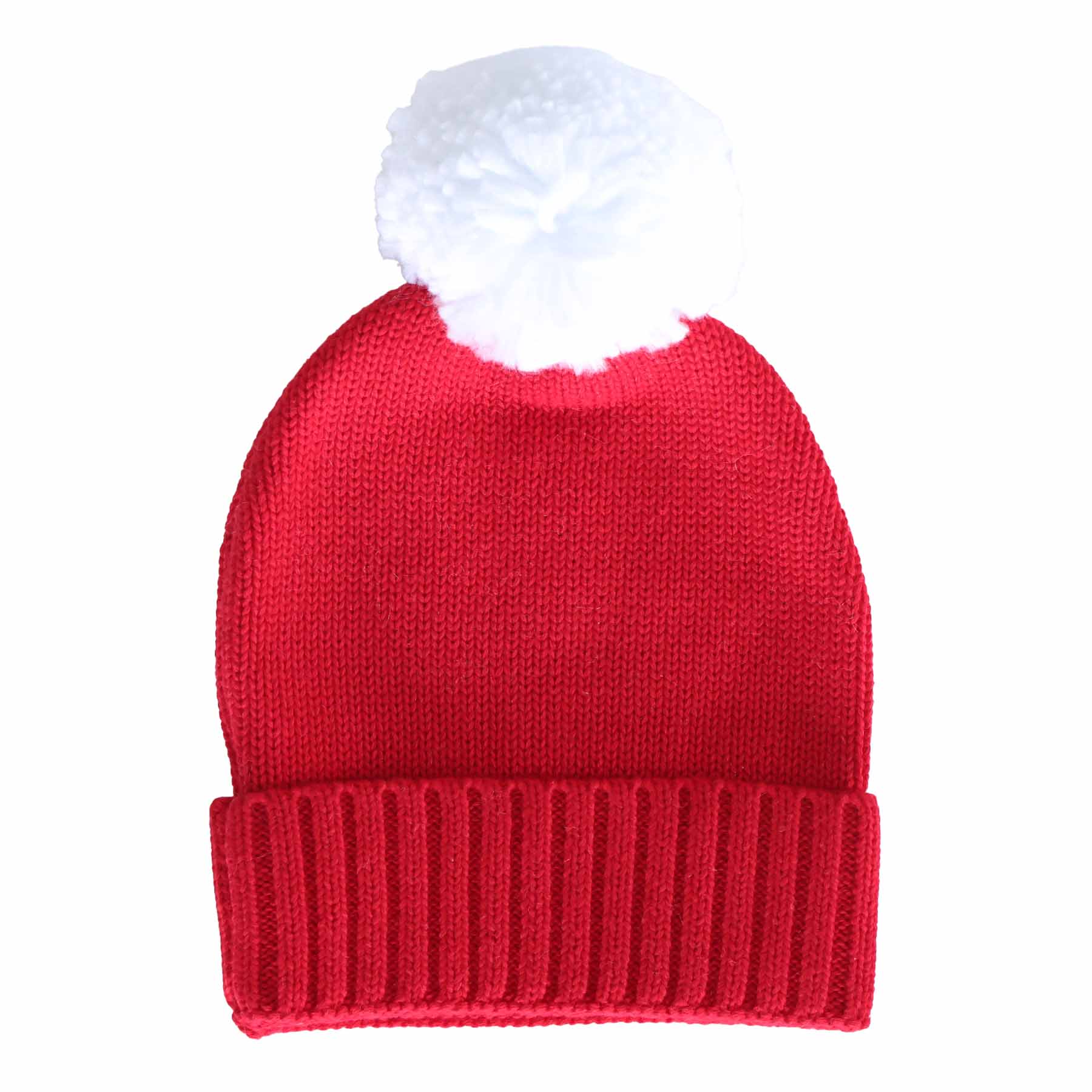 Knit Baby Pom Pom Beanie | Red
