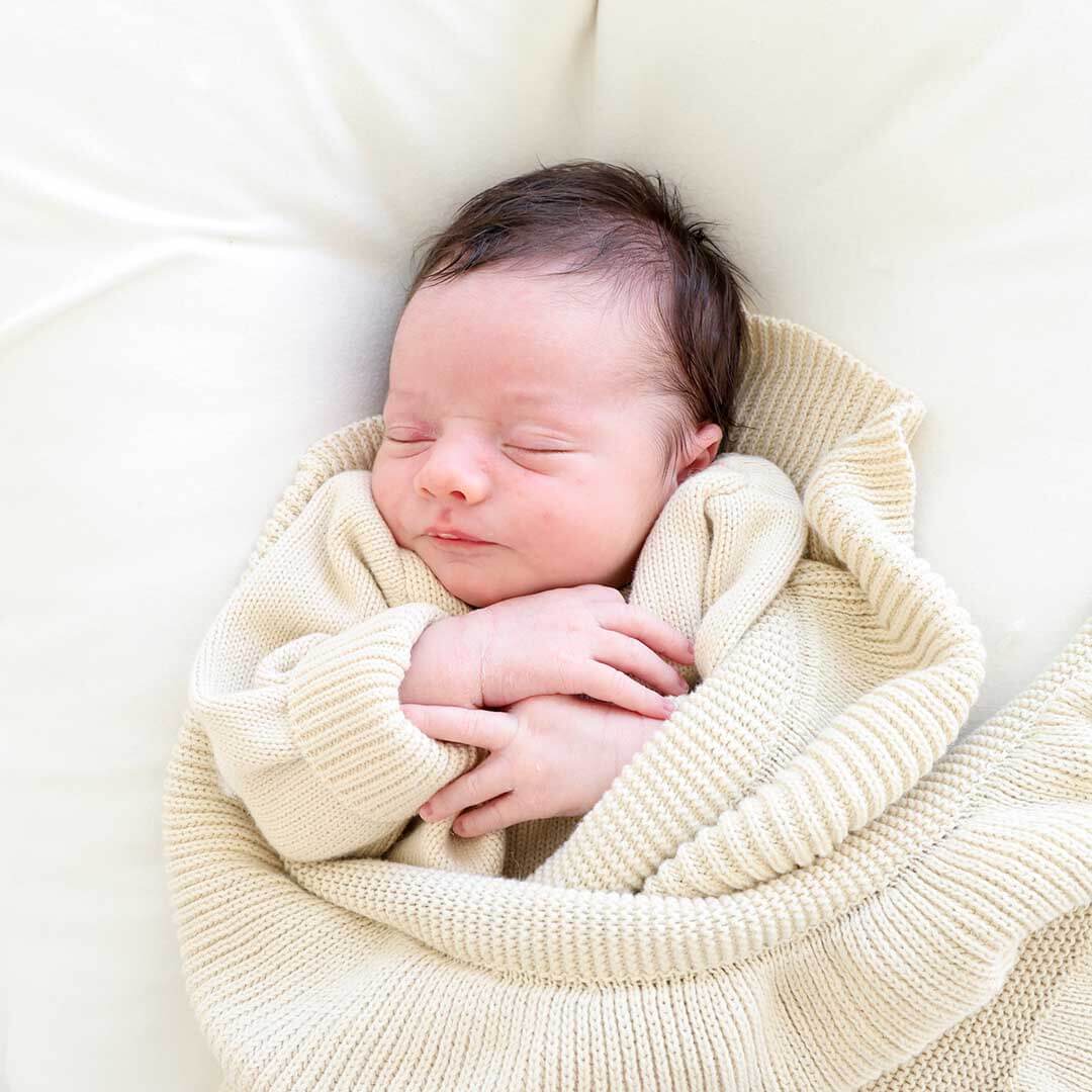 Knit Blanket With Ruffle | Sand