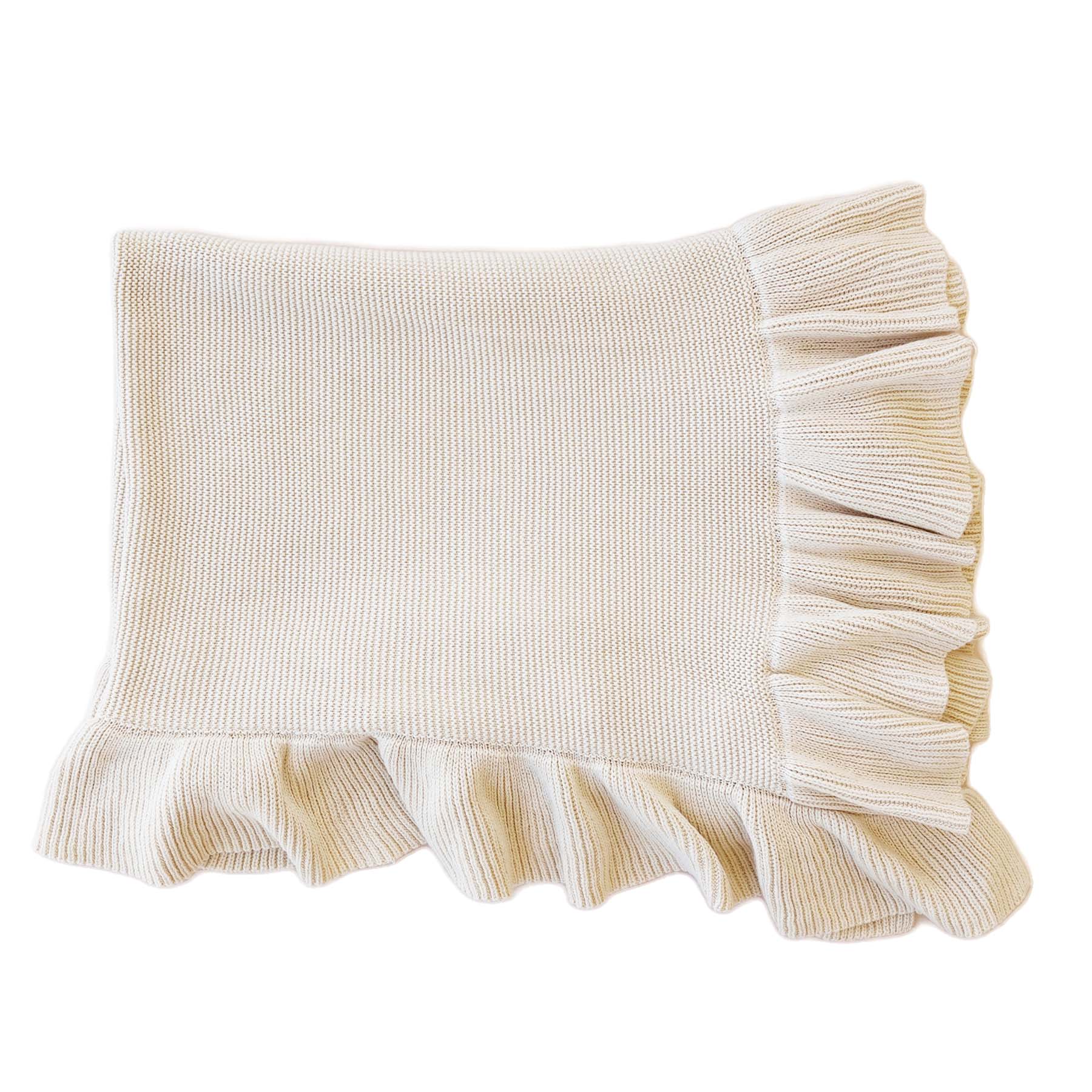 Knit Blanket With Ruffle | Sand