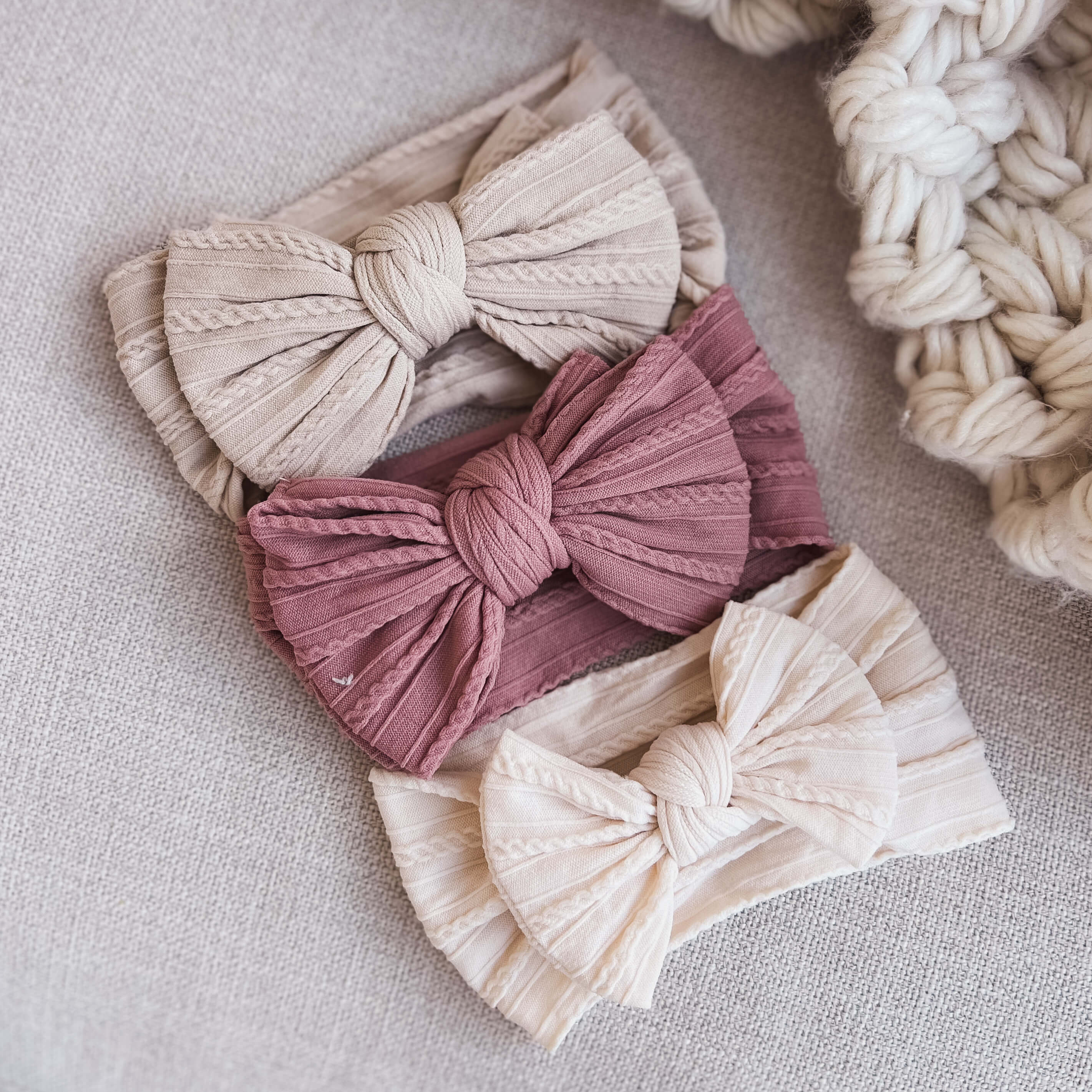 Large Soft Cable Knit Bow