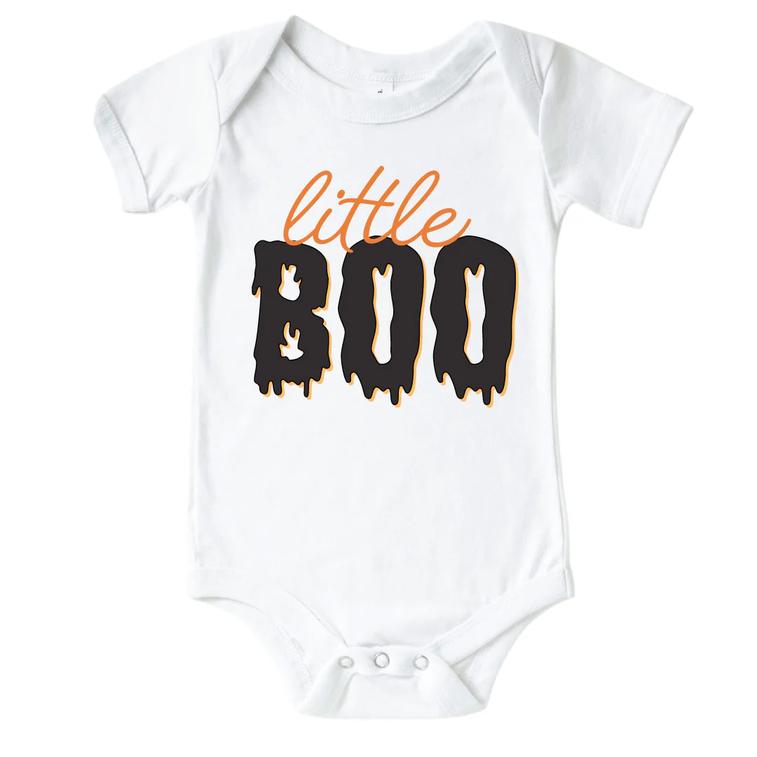 Little Boo Graphic Bodysuit & Kids Tee | White