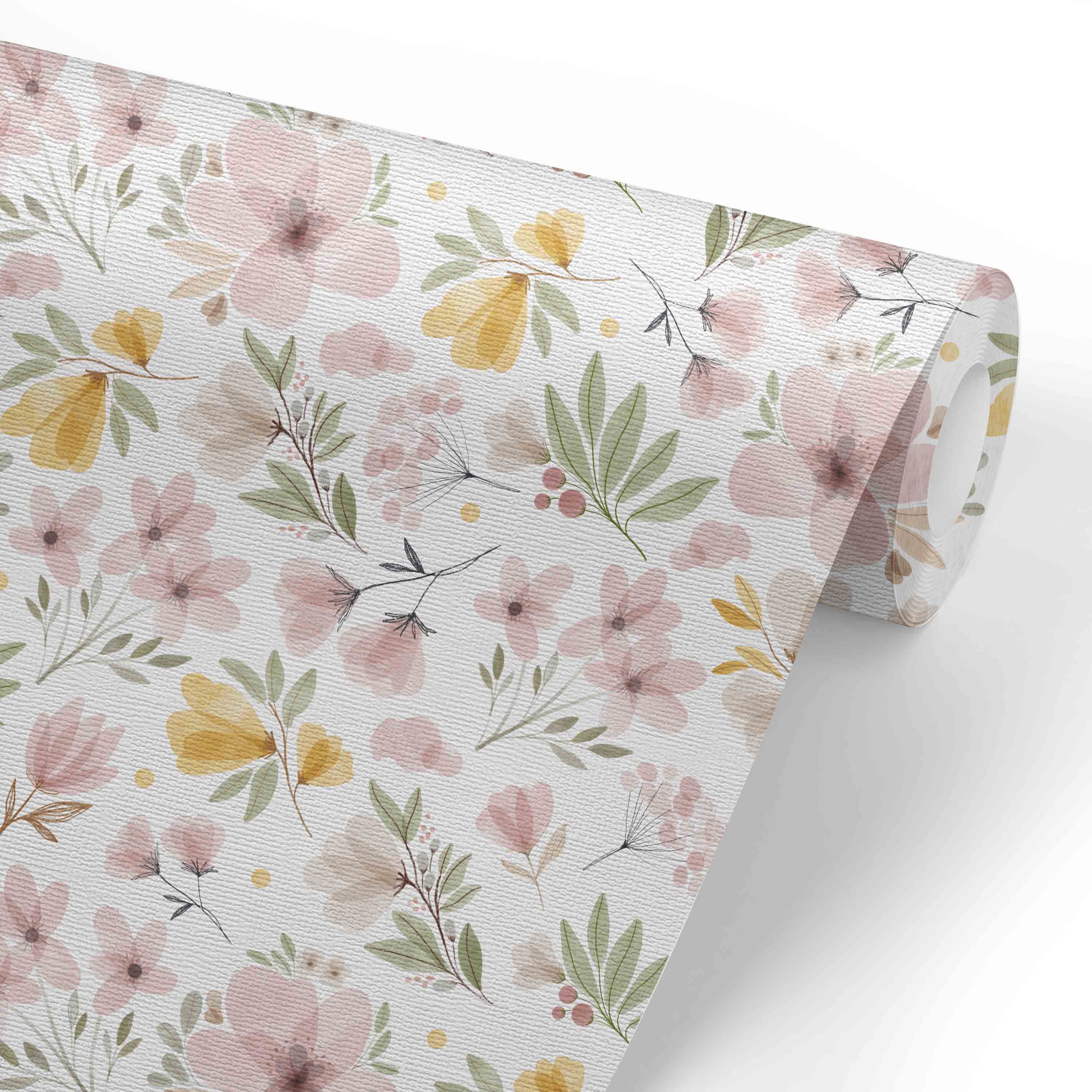 Maeve's Mauve & Mustard Floral Removable Wallpaper