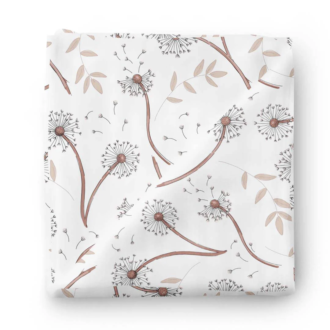 Mauve Dandelion Swaddle Blanket