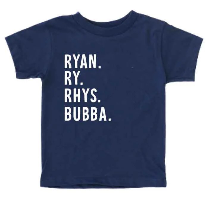 Personalized Nickname Kids Graphic Tee | Navy