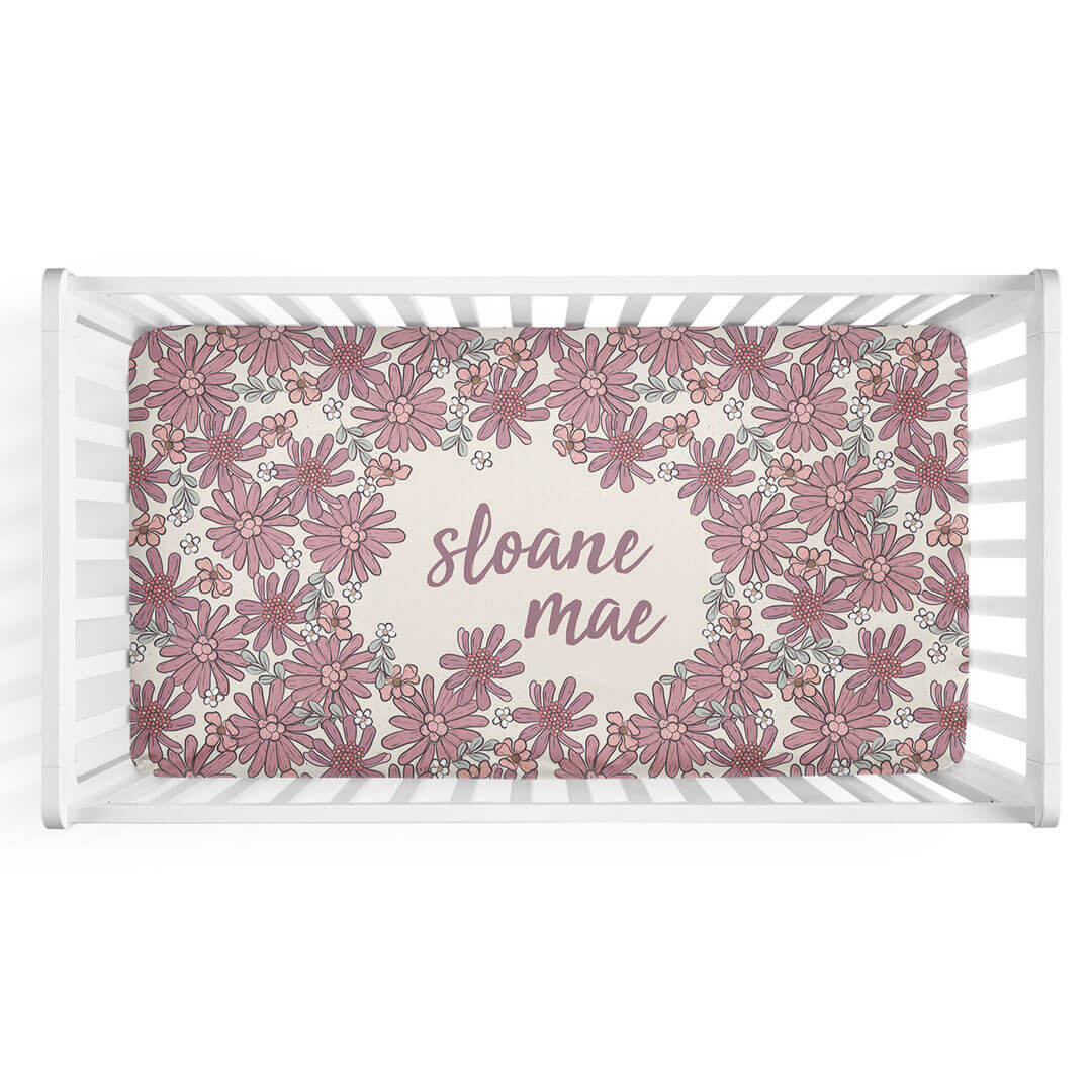 Maya's Moody Floral Personalized Crib Sheet