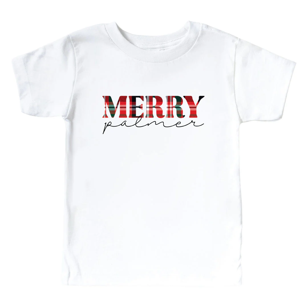 Merry Personalized Graphic Bodysuit & Kids Tee | White