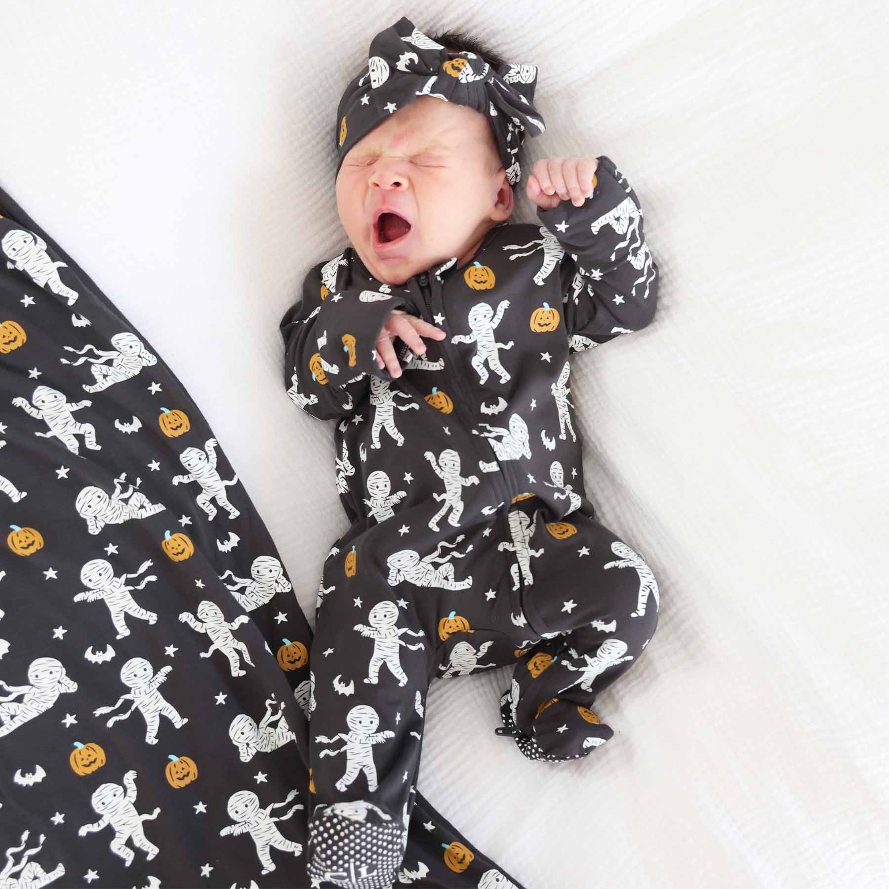 Midnight Mummies Zipper Footie