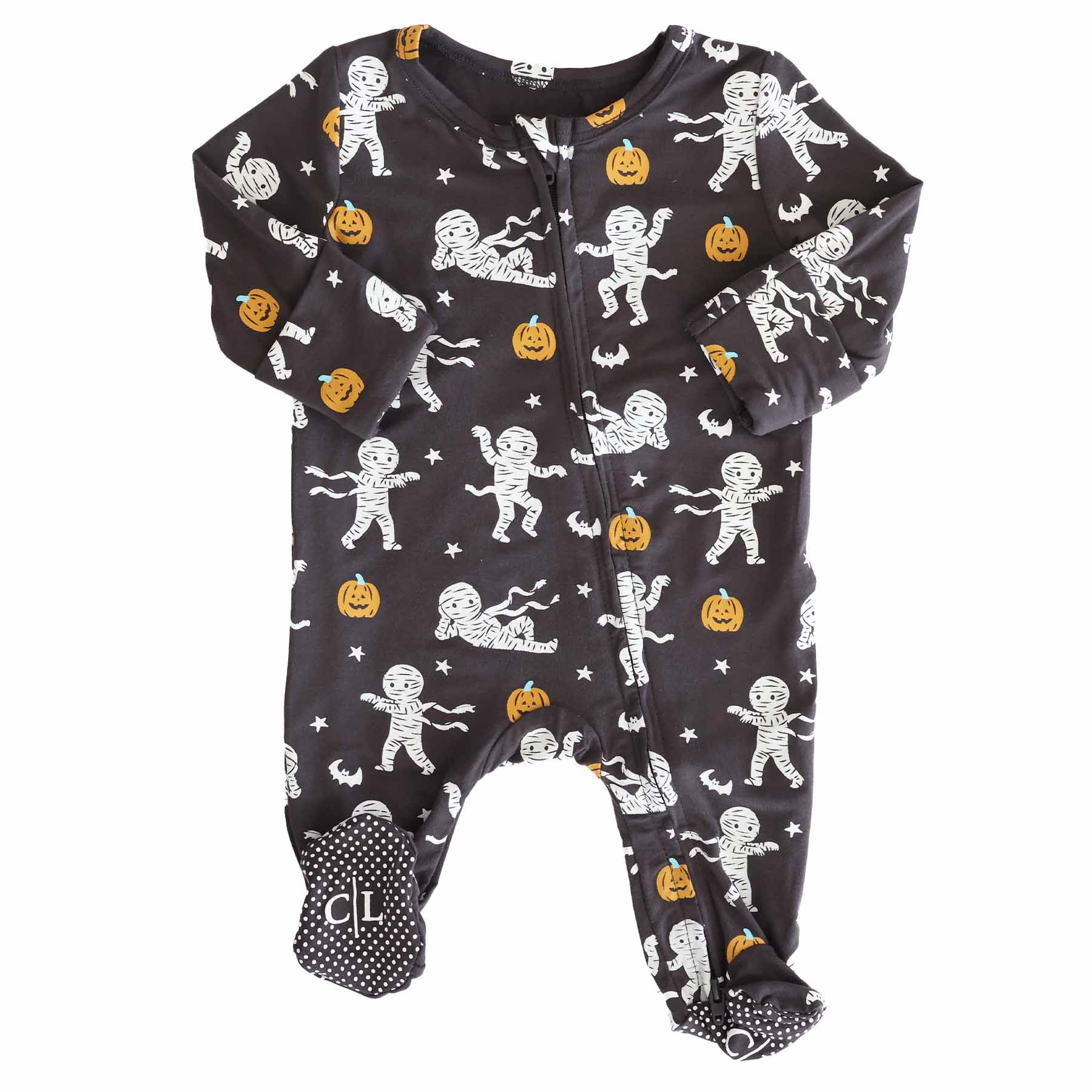 Midnight Mummies Zipper Footie