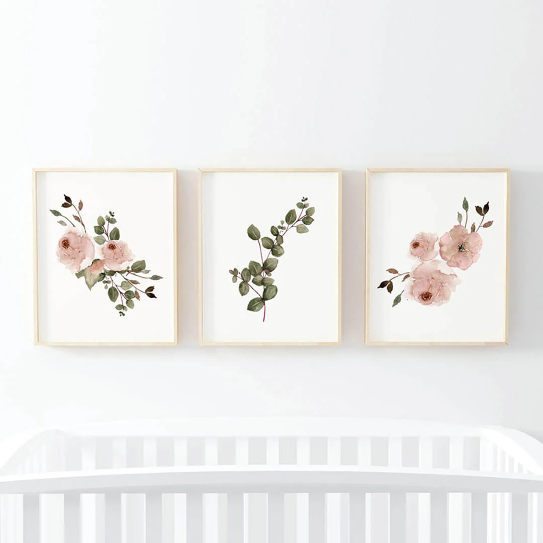 Millie's Dusty Rose Garden Bundled Digital Nursery Wall Art