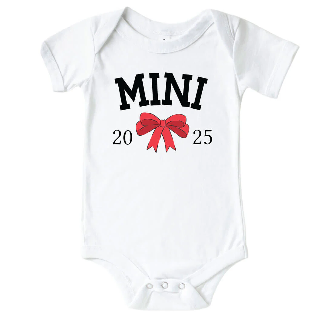 Mini Bow Graphic Bodysuit & Kids Tee | White