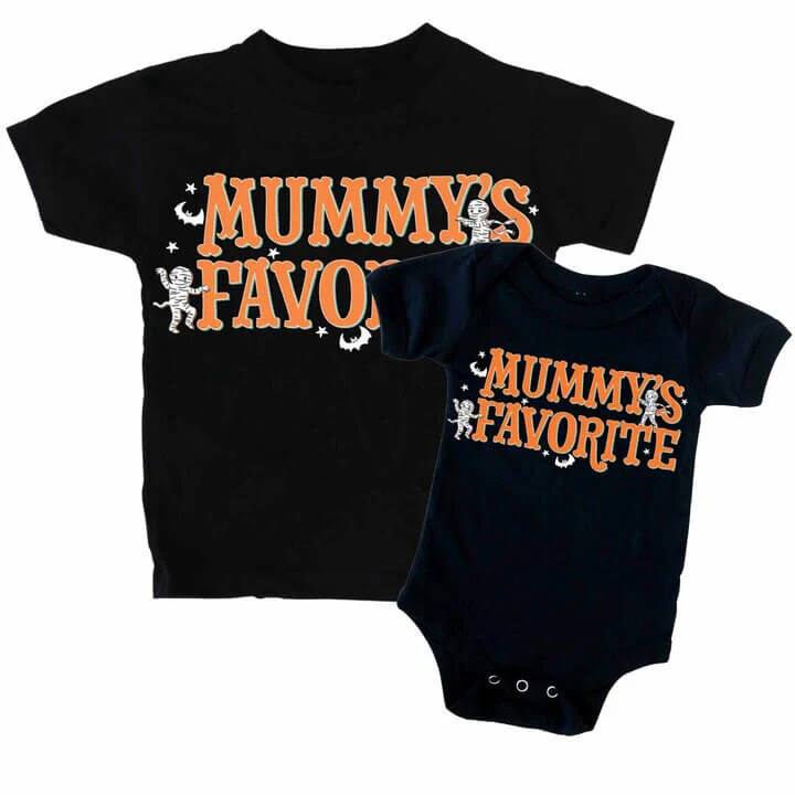 Mummy's Favorite Graphic Bodysuit & Kids Tee | Black