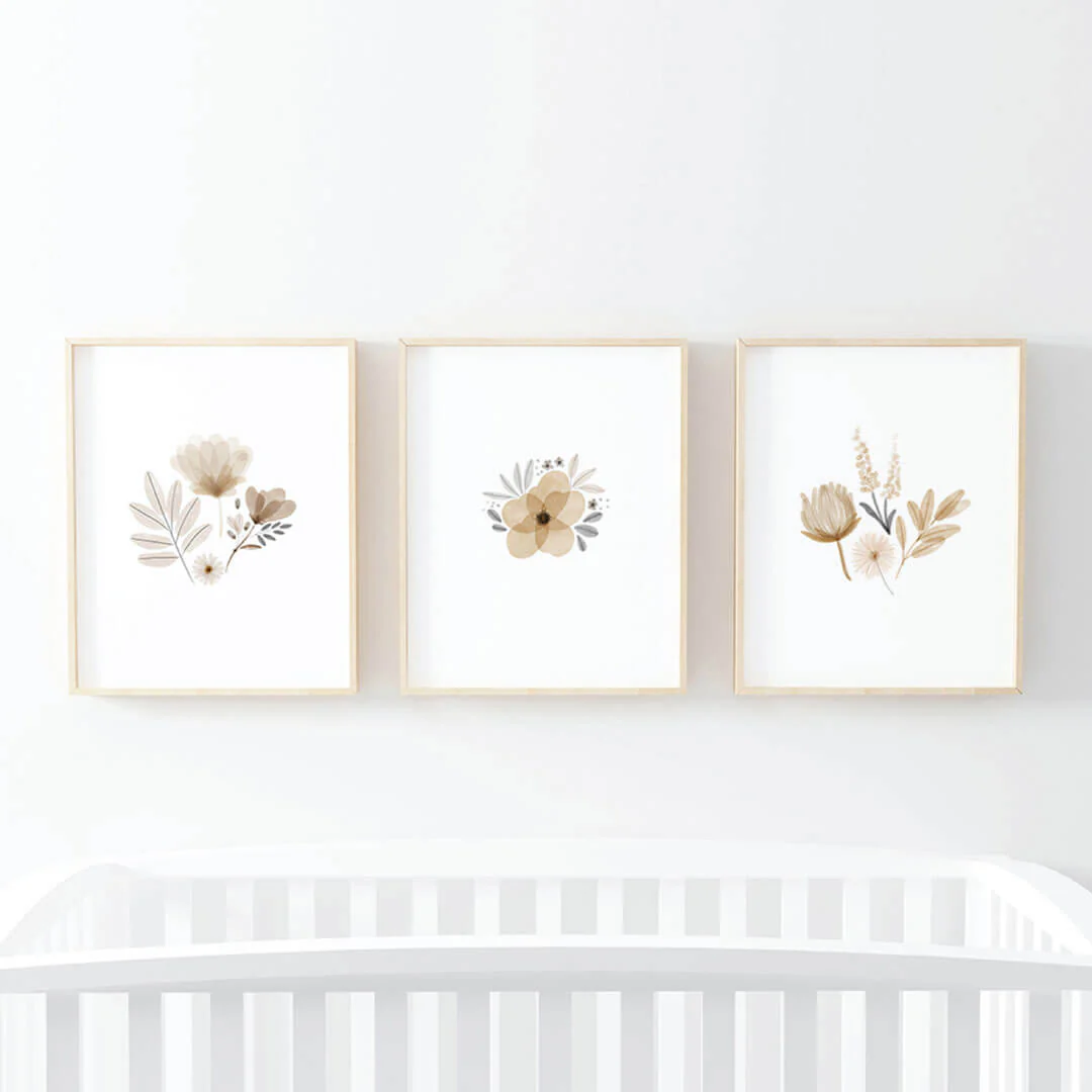 Navie's Neutral Floral Bundled Digital Nursery Wall Art