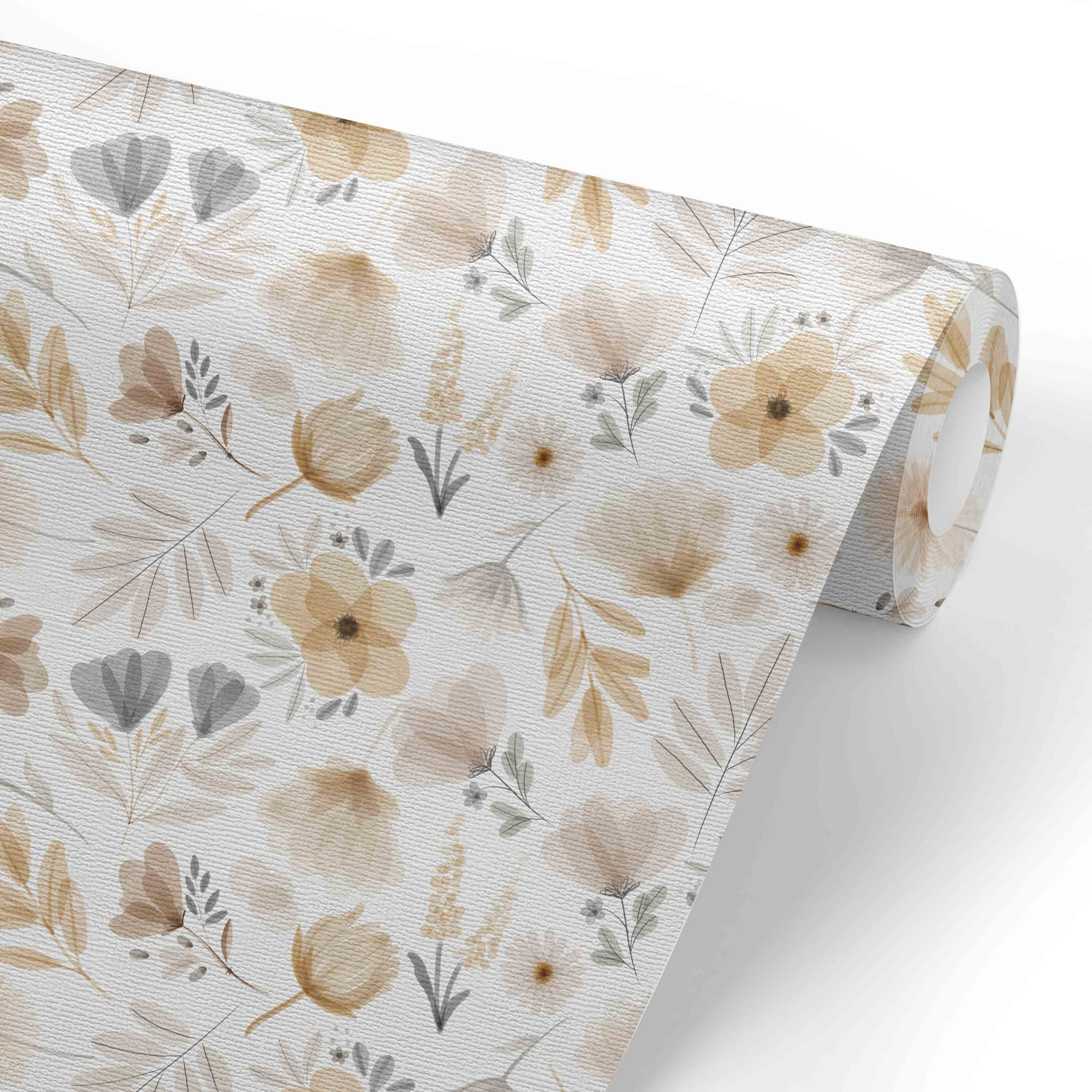Navie's Neutral Floral Removable Wallpaper