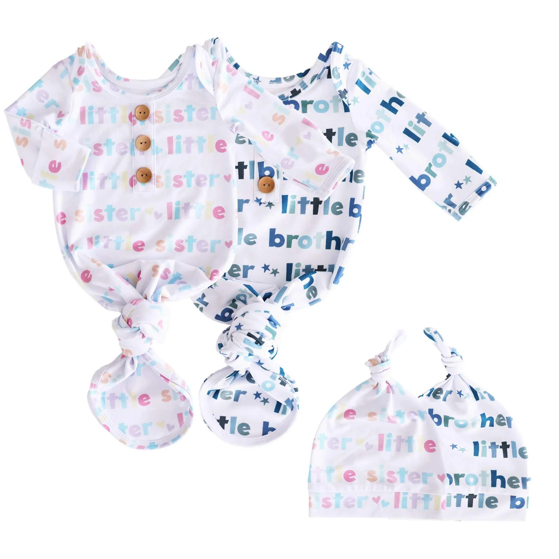 Newborn Baby Knot Gown & Hat Set | Little Sibling