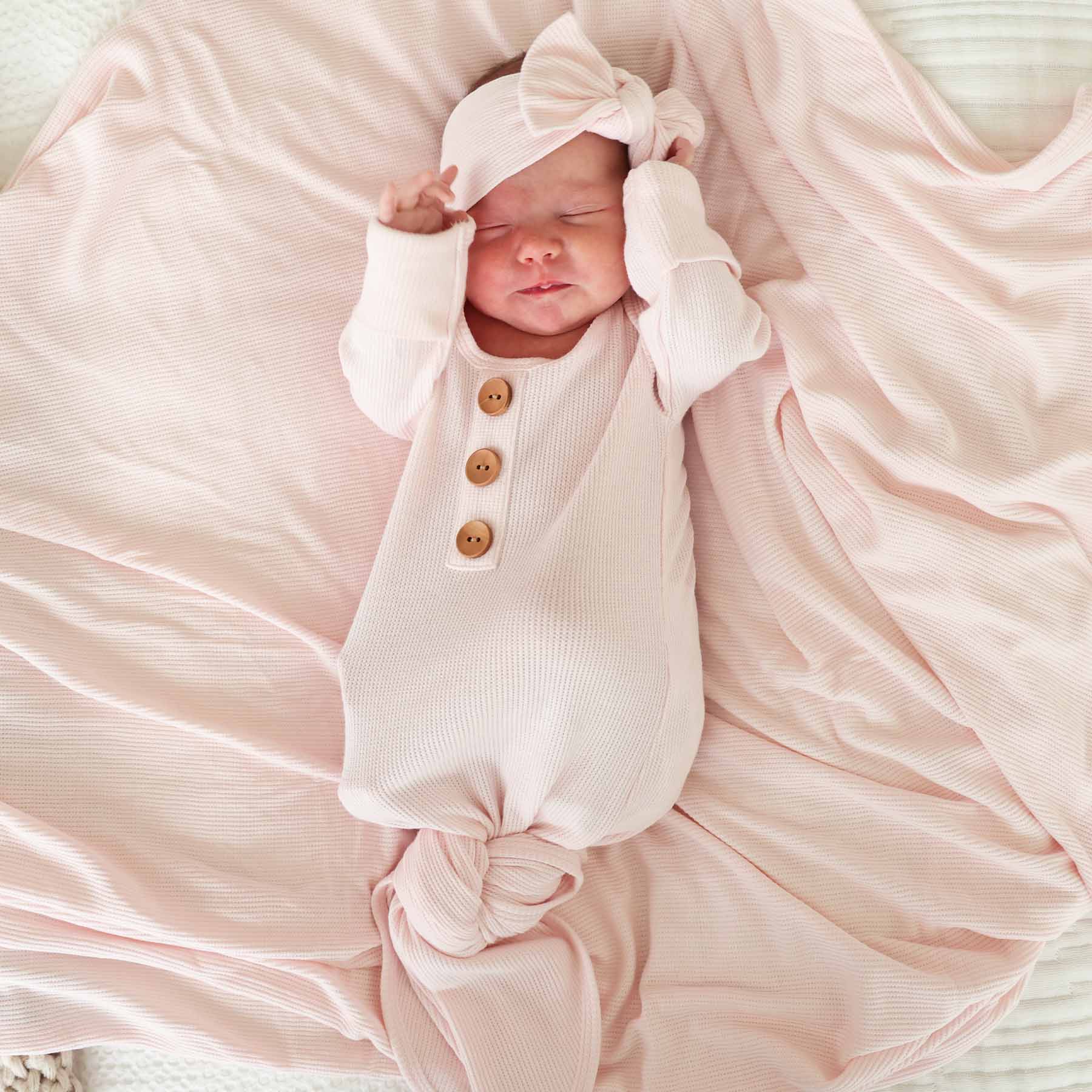 11700-pearl-pink-bamboo-waffle-newborn-baby-knot-gown-hat-set-1.jpg
