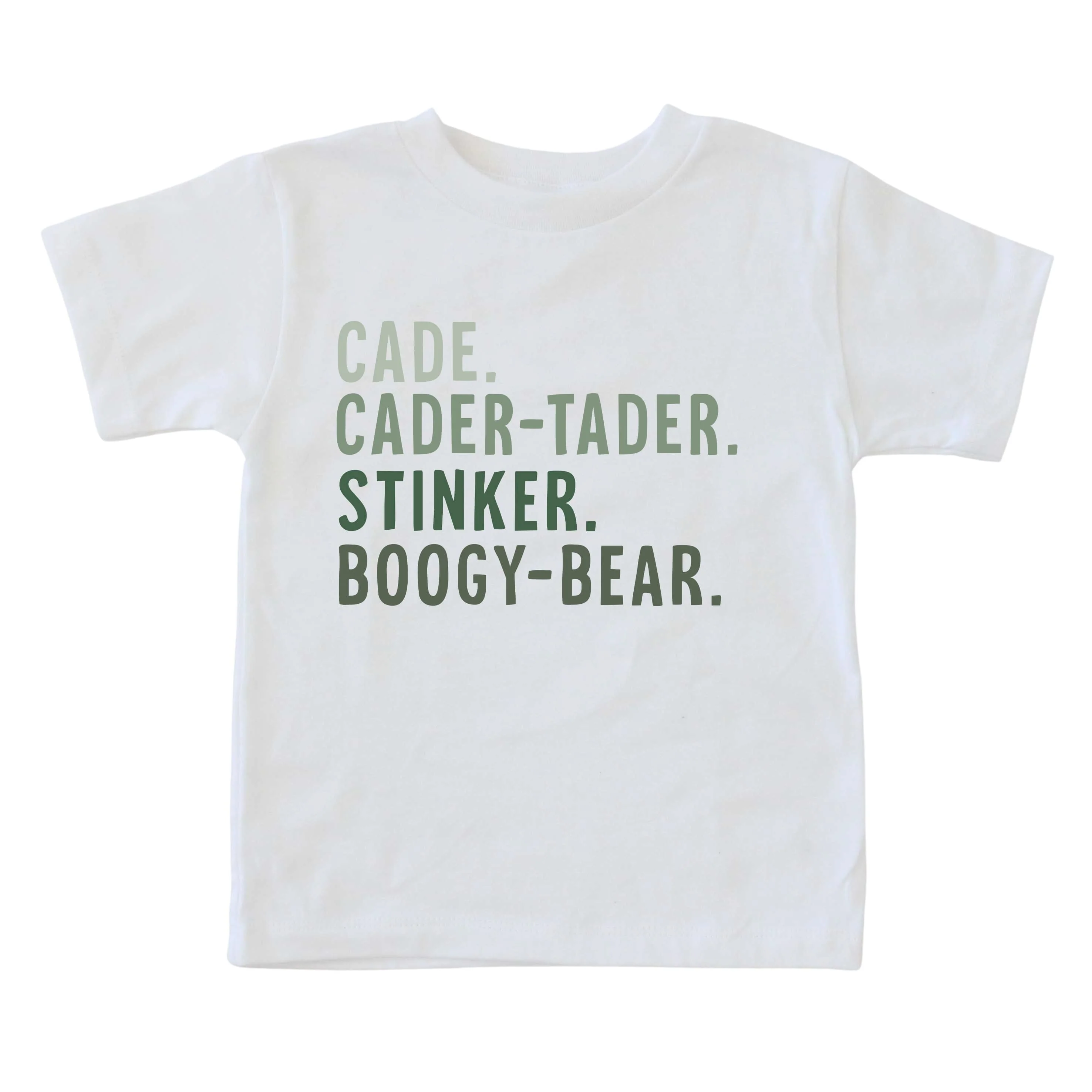 Personalized Green Nickname Color Block Kids Graphic Tee | White