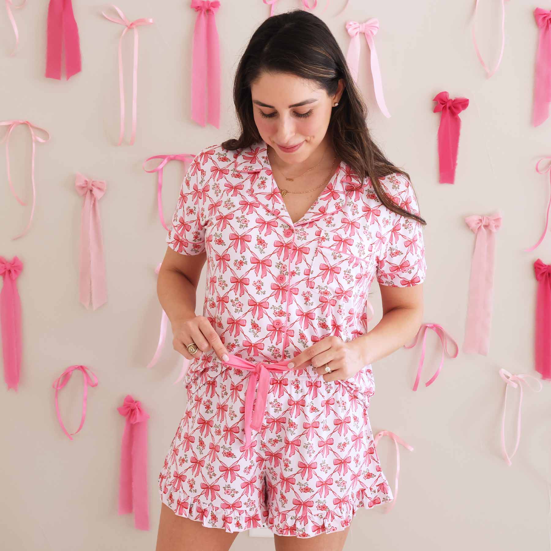 Women's Two Piece Short Lounge Set | Bow Besties