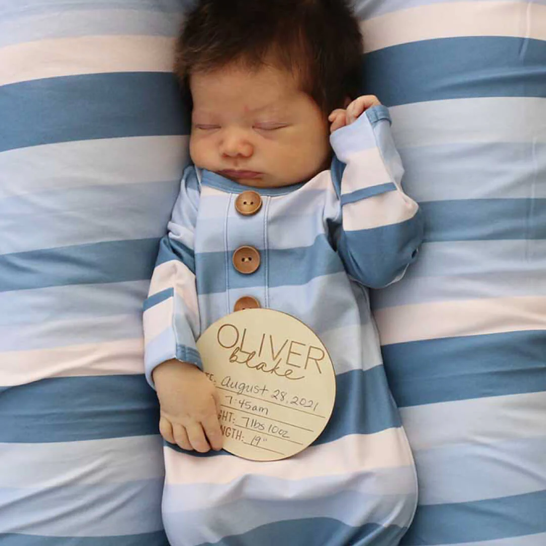 Personalized Baby Name Wood Announcement | Birth Stats Classic Duo