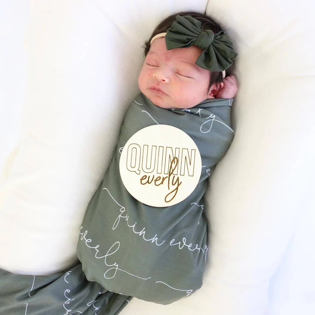 Personalized Baby Name Wood Announcement | Outline Block