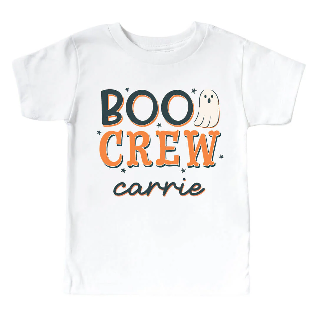 Personalized Boo Crew Graphic Bodysuit & Kids Tee | White