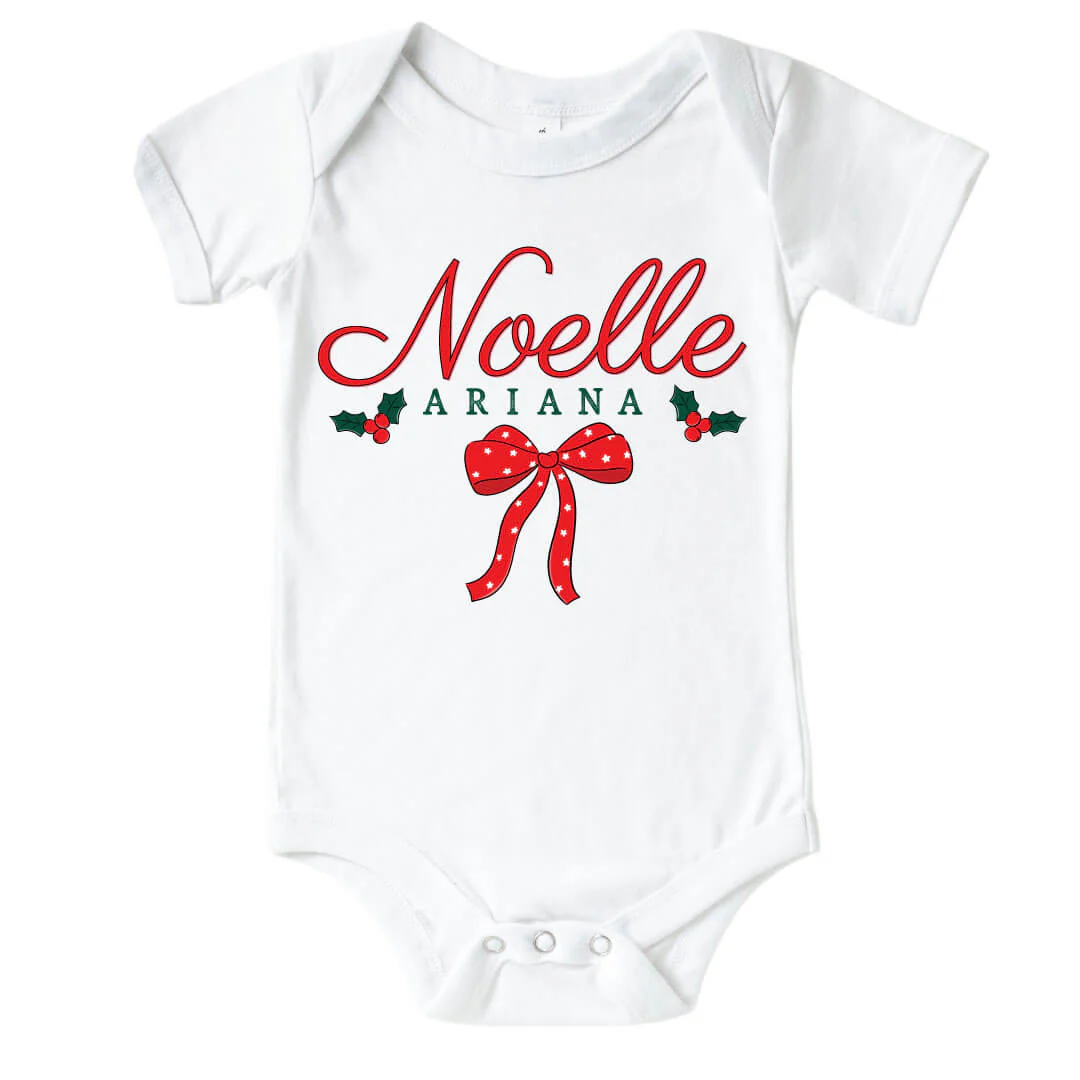 Personalized Bow What Fun Graphic Bodysuit & Kids Tee | White