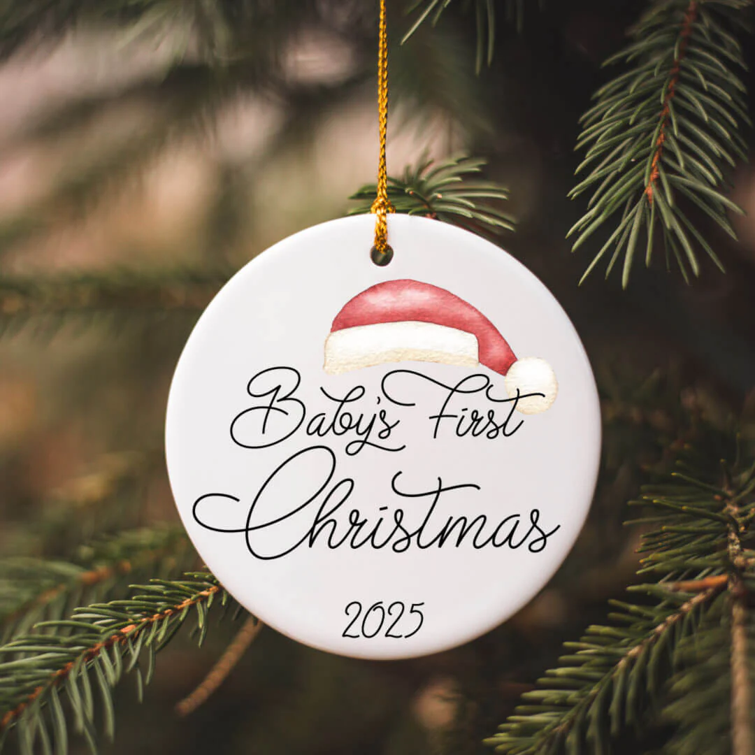 Personalized Ceramic Christmas Ornament | Santa Hat