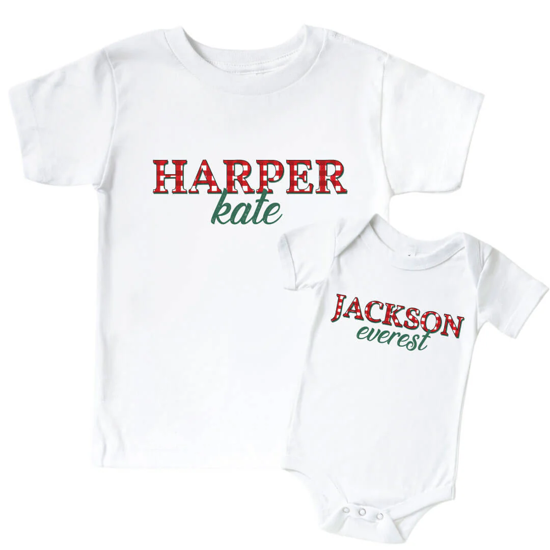 Personalized Checking It Twice Graphic Bodysuit & Kids Tee | White